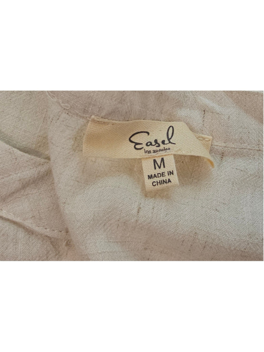 Easel Linen Blend Peplum Peasant Top Ivory Neutral M - Picture 5 of 7
